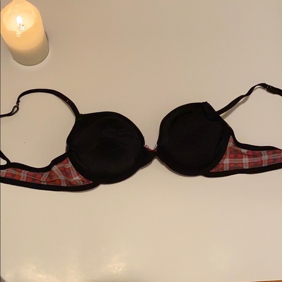 Black Bra with Red Plaid detailing - Picture 2 of 2